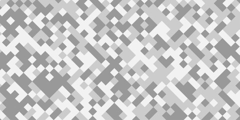 Abstract gray and white geometric pixel pattern background, modern digital camouflage mosaic texture, minimalist square grid tech backdrop. © Abu Bokkor Siddique