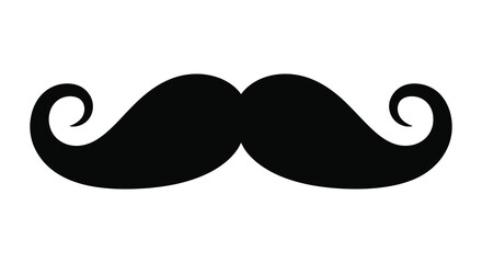 A striking bold black mustache design presented against a plain white background a classic silhouette high quality professional © AL-AMIN