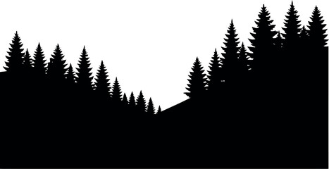 Pine tree forest silhouette vector illustration for nature and outdoor design © MDSafwan