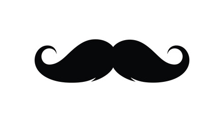 A striking black silhouette of a classic handlebar mustache against a plain white background silhouette high quality professional © AL-AMIN