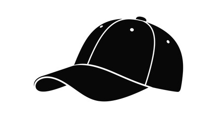 Fototapeta premium A stark black silhouette of a classic baseball cap emphasizing its form and design silhouette high quality professional