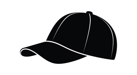 Fototapeta premium A striking black silhouette of a classic baseball cap resting against a white background silhouette high quality professional