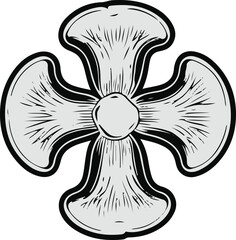 Minimalist frozen mushroom slices vector sticker, bold black thick clean outline, pure white background, isolated object 1