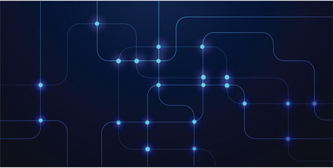 Neon Blue Circuit Network Lines Background - Futuristic Tech Data Flow Wallpaper