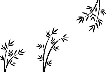 Bamboo silhouette illustration on a clean white background with leaves