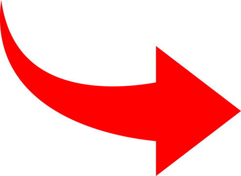 A bold red arrow curves from the left and points decisively to the right against a stark black background, indicating direction or progress
