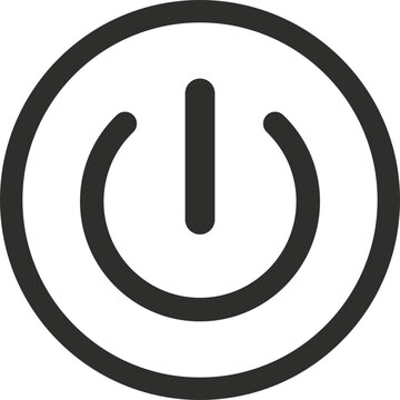 A simple, modern power button icon representing start, stop, or standby functions in a clean, minimalist design
