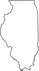 Outline map of the state of illinois with a thick black border on a white background also transparent background