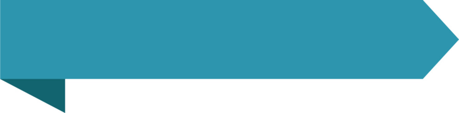 A simple geometric shape resembling a blue arrow or banner with a pointed end and a tab on the left side, set against a black background