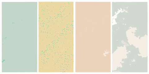 Five vertical panels displaying muted pastel and textured color backgrounds