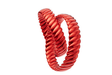 Glossy Red Twisted Metal Wedding Bands 3D Jewelry Concept with transparent background