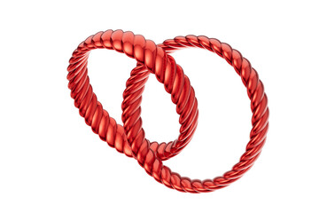 Glossy Red Twisted Metal Wedding Bands 3D Jewelry Concept with transparent background