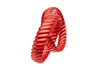 Glossy Red Twisted Metal Wedding Bands 3D Jewelry Concept with transparent background