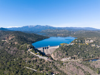 Obraz premium Darnius-Boadella Reservoir in february 2026 , Catalonia, province of Gerona, region of Alt Emporda, Spain.