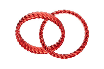 Glossy Red Twisted Metal Wedding Bands 3D Jewelry Concept with transparent background