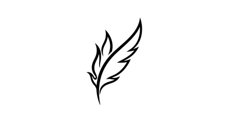 Elegant Feather Silhouette, Minimalist Design, Symbol of Freedom and Lightness