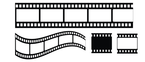 Film icon,Set of film strip, vector, illustration, Filmstrip with frames, photo and videos for camera, frame or border set, Photo, cinema or movie negative, white background.