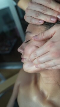 Detailed view of facial therapy targeting jawline shape improvement