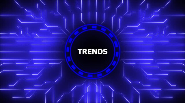 Animated futuristic trends concept depicted with circuit board design and blue visuals, 4k motion video