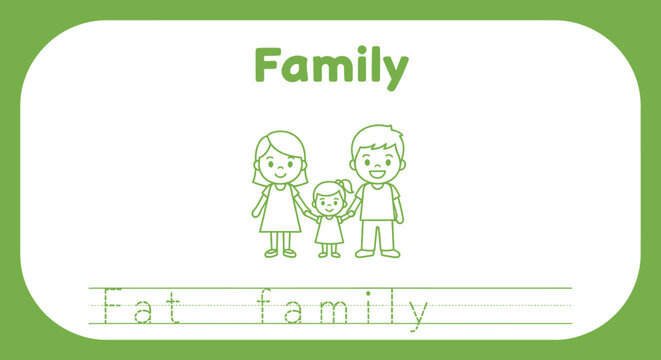Family tracing worksheet for kids learning