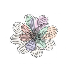 Fototapeta premium Delicate floral illustration of a blooming flower with pastel hues