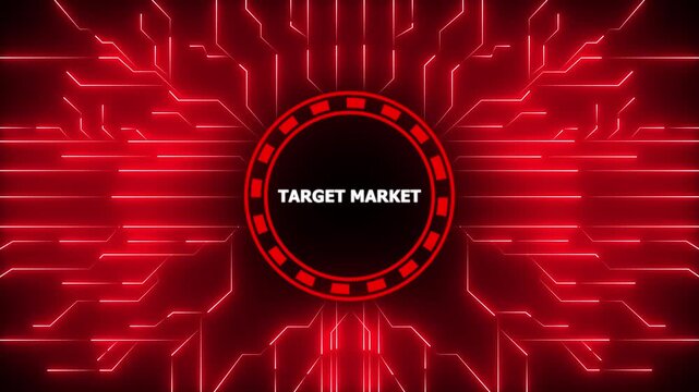 Animated graphic presenting target market concept with modern futuristic blue design, 4k animation motion graphics video