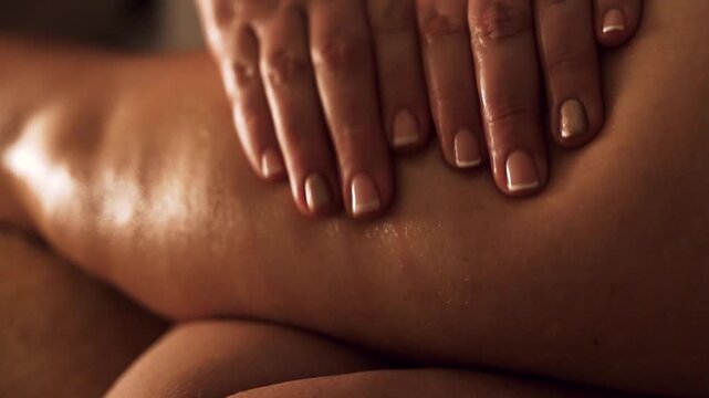 Primer plano de manos de masajista profesional dando masaje  terap&eacute;utico 