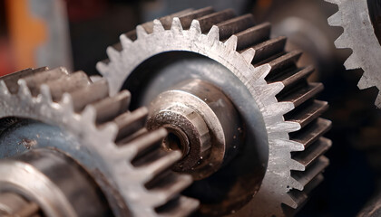 two engine gears start to move and stop and start again to move together