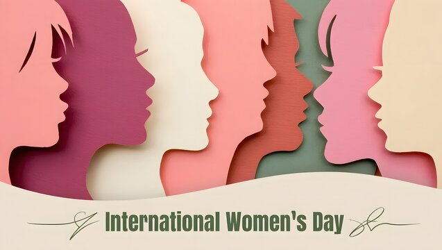 Layered Female Profiles with Banner Text Unity Illustration