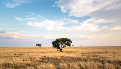 Weite Steppe mit einzelnen B&auml;umen