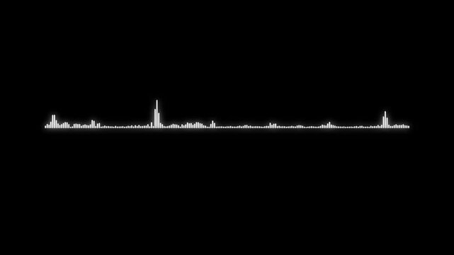White Audio Waveform glowing Spectrum Animation on Alpha Channel, A minimalistic yet effective animation, of an audio frequency wave in white, designed to be seamlessly integrated into video