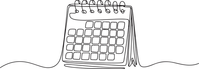 Loose-leaf calendar continuous line drawing. One line art of calendar, memorable date, countdown, holiday, weekday and weekend. one line Icon drawing © Nargis