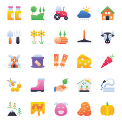 Gradient color icons set for Agriculture