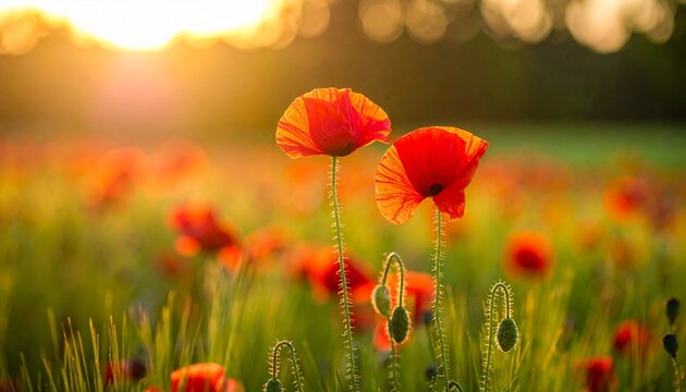Feld mit roten Mohnblumen