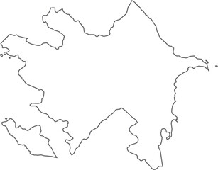 Political map of Azerbaijan with regional boundaries on white background