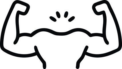 A doodle style illustration depicts strong arms flexing with a small face in between high-quality