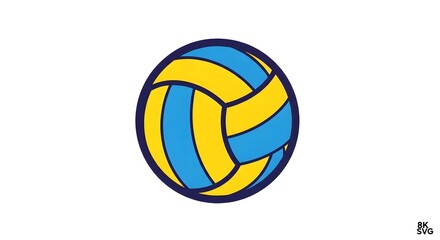 Obraz premium Colorful volleyball illustration with blue and yellow pattern