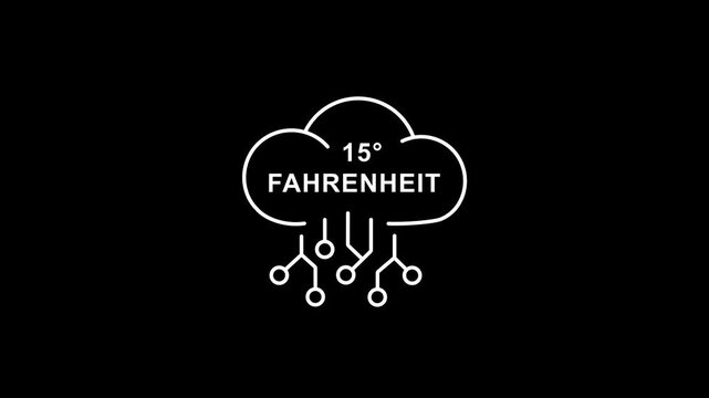 Weather forecast rain cloud with temperature Fahrenheit scale weather symbol