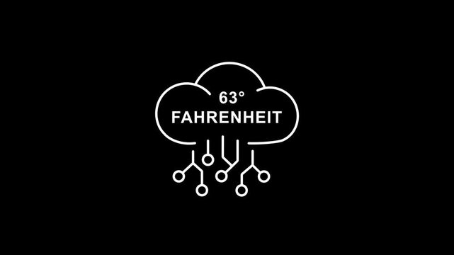 Weather forecast rain cloud with temperature 63 degrees Fahrenheit digital weather climate