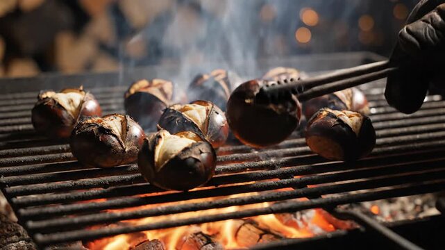 Grilling Chestnuts - A Smoky Autumn Treat on the Barbecue.