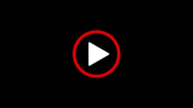 Red circle play button animation with white triangle icon