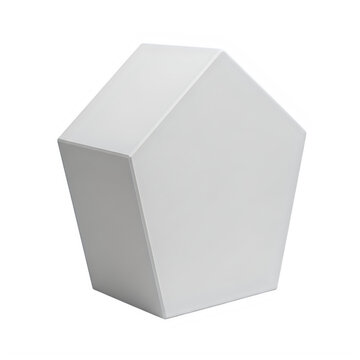 3d white pentagon shape geometric object isolated on white background