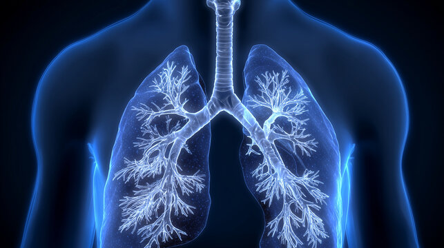 Imagem ilustrativa de pulm&otilde;es com visual tecnol&oacute;gico evidenciando estrutura interna e fluxo respirat&oacute;rio, simbolizando sa&uacute;de, ci&ecirc;ncia m&eacute;dica e funcionamento do sistema respirat&oacute;rio humano