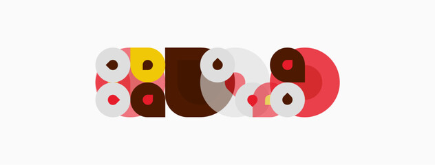 Fototapeta premium Abstract shapes, circles, pinks, browns, beige. Minimalist design, simple composition, flat graphic elements. Clean aesthetic.