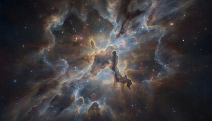 Fototapeta premium Cosmic Nebula Pillars Glowing in Breathtaking Deep Space