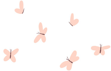 Pink butterflies fluttering. Hand-drawn vector illustration