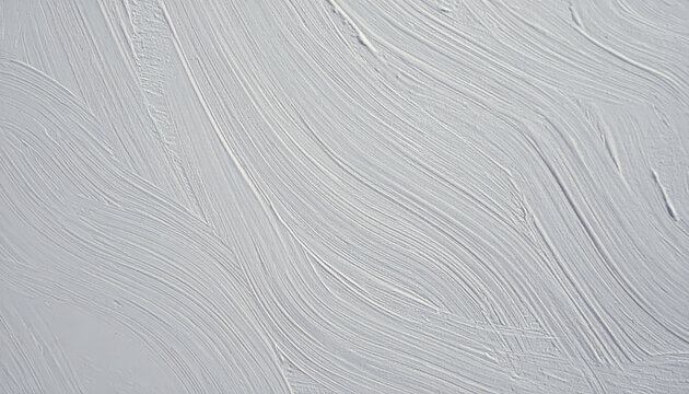 White plaster texture with rhythmic, sweeping brushstrokes. Thick, tactile ridges create a wave-like pattern across the surface, capturing subtle highlights and soft shadows in minimalist style