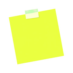 Yellow sticky note with visible adhesive strip on a white background