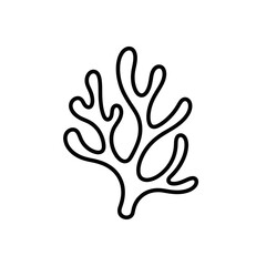Obraz premium A simple black and white line drawing of a branching coral or plant-like structure, suitable for icons or decorative elements