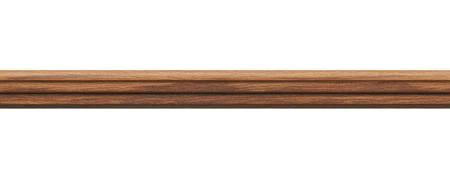 A textured, horizontal, brown wooden molding against a solid black background